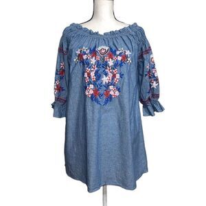Lost in lunar embroidered tunic top